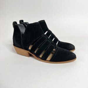 Frye & Co Black Suede Cut Out Ankle Boots